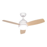 Ventilador Techo Laftdren 3 Aspas Blanco Y Madera C/luz 422c