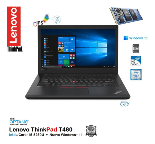 Thinkpad T480  Core I5-8250u 16gb+16gb Optane 256gb 14hd W11