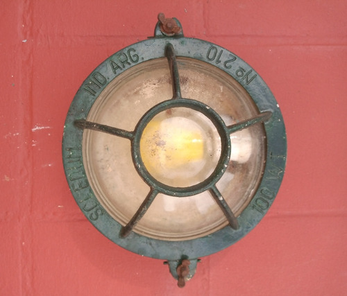 Lámpara Aplique Exterior Hierro Tortuga Náutica Antigua 