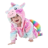 Pijama Polar Disfraz Unicornio Enterito Polar Bebés 0-6 Mes