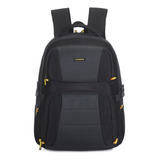 Mochila Hummer Divisiones Porta Notebook Oficina 18 PuLG Color Negro