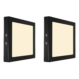 Kit 2 Plafon Painel Led Sobrepor 15x15 Preto Quadrado 12w Cor Preto - Branco Quente 110v/220v