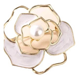 Broche Bijou Modelo Flor Esmaltada Con Perla Artificial.