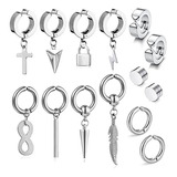 14 Aretes Hombre O Mujer Piercing Falso Fake Imán Acero Inox