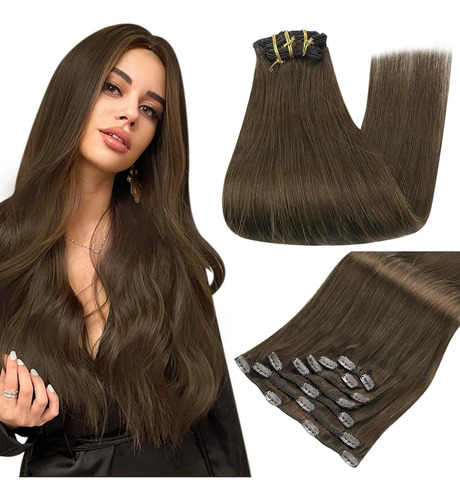 Full Shine - Extensiones De Cabello Remy Humano Con Clips, C