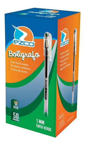 Bolígrafo / Birome / Lapicera / Ezco X 50 Unidades Caballito Color De La Tinta Verde Color Del Exterior Trasparente