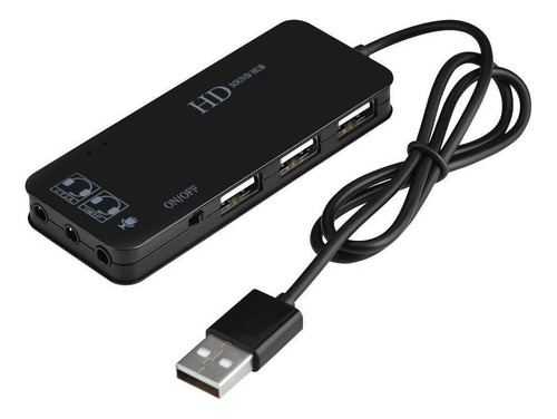 Usb 2.0 Hub Para 3 Portas Usb 2.0 + Fone De Ouvido+mic W/7.1