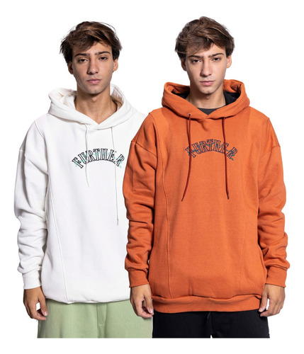 Pack X2 Buzo Hoodie Frizado Oversize Hombre Canguro Capucha 