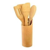 Set Por 4 Utensilios De Cocina  Cucharas De Madera Palo