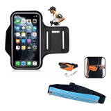 Set Brazalete Funda Porta Celular Deporte Running + Riñonera