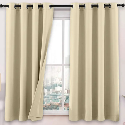 Cortinas Blackout 275cm Ancho X 160cm Alto - En 2 Páneles Color Beige | MercadoLibre