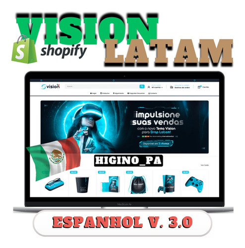 Tema Shopify Vision Generico Latam Aulas Script Yampi Cartx