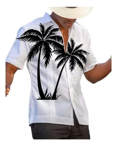 Camisa Hawaiana Moda Casual Estilo Slim Fit Para Hombre