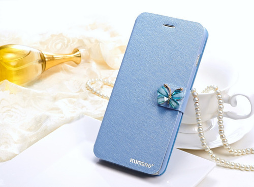 Case Capa Carteira Borboleta Antiqueda iPhone X Azul E Bege