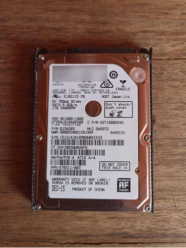 Disco Duro Sata Hgst 2,5  1 Tb 5400 Rpm 5k1000-1000