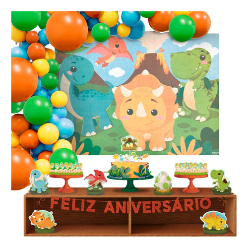 Kit Decoração Festa Dino Baby Só Um Bolinho Dinossauro