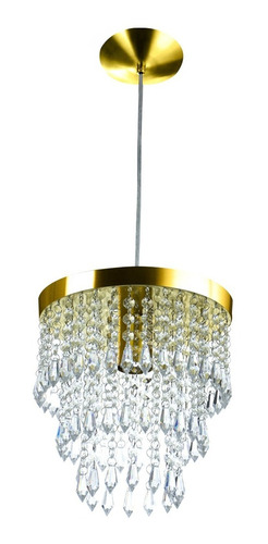 Lustre Pendente De Cristal Acrílico Manucrillic Dourado Gold