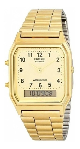 Relógio Casio Unissex Vintage Anadigi Dourado Aq-230ga-9bmq