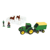 Juego De 10 Piezas Tractor John Deere Vagon Vacas 1/64 Ertl