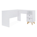 Mesa De Canto Para Escritório Gamer Trabalho Havana Branco