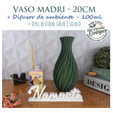 Kit Vaso Decorativo Verde + Difusor Vareta + Palavra Namaste