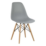 Cadeira Eiffel Charles Eames Cinza Base Madeira Sala Jantar