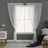 Patio Door White Lace Sheer Curtains With Ruffle 2 Pane...