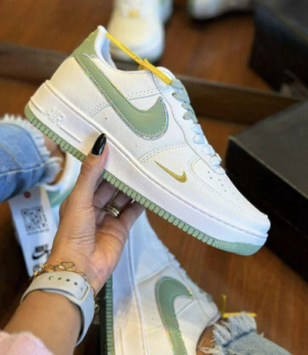 Tênis Nike Air Force 1 - Branco E Verde Tamanho 35