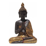 Buda Hindu Tibetano Tailandês Em Resina Dourado 12,5cm