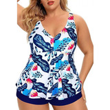 Maiô Estampado Plus Size De Duas Peças