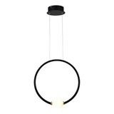 Lustre Luminaria Pendente Moderna Circulo Led 20w Bola 33cm Cor Preto