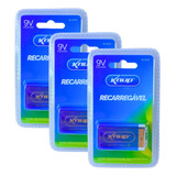 Kit 3 Baterias Pilhas Recarregável 9 Volts Knup 9v 450mah   