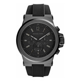 Reloj Michael Kors Dylan Modelo Mk8152 Correa Negro Bisel Negro Fondo Negro