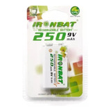 1 Pila Batería Cuadrada Ironbat Recargable 9v 250 Mah Ni-mh