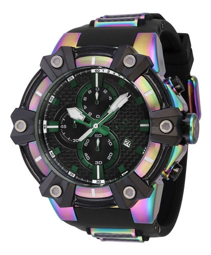 Reloj Invicta 37285 Carbon Hawk Quartz Hombres Color De La Correa Iridiscente Color Del Fondo Negro