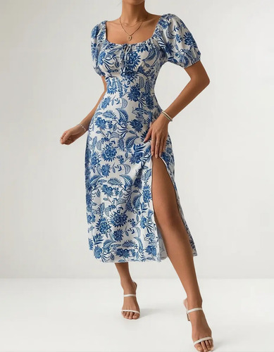 Vestido Casual Con Estampado Floral De Hombros Descubiertos | MercadoLibre