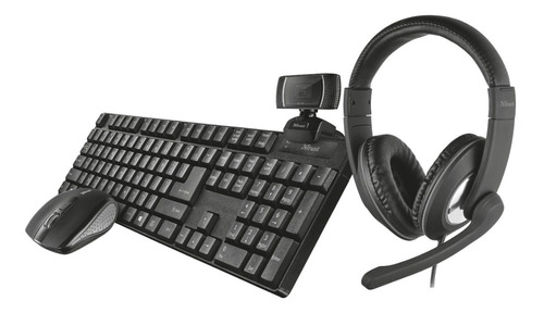 Combo Trust Teclado + Mouse + Webcam + Auriculares