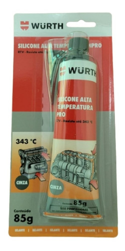 Silicone Neutro De Alta Temperatura Cinza W-max 85g - Wurth