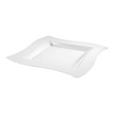 Plato Cuadrado Blanco 8  Estilo Porcelana - 120 Uds.