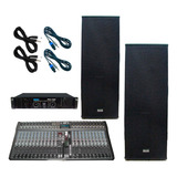 Combo Sonido Mixer Usb + Potencia + Cajas Prm