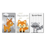 Cuadro Triptico Decorativo 90 X 45 Pr Animales Nordicos Env