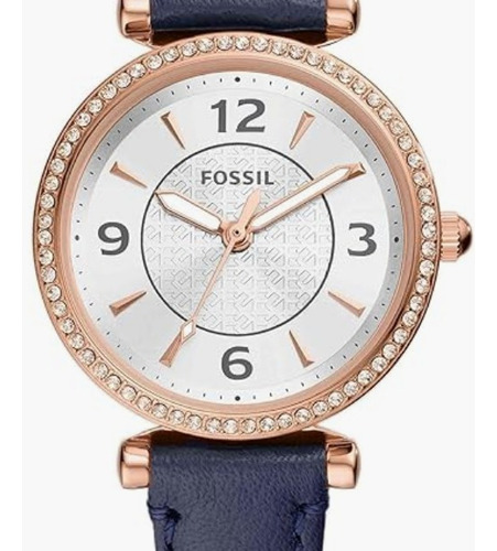 Reloj Para Mujer Fossil Carlie Mini Azul Y Oro Rosa 28 Mm