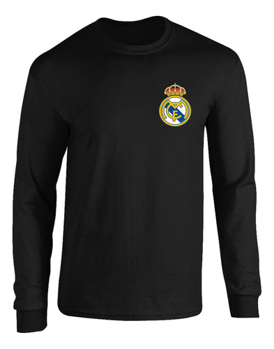 Real Madrid Logo Camibuso Camiseta Manga Larga Hombre Pecho