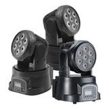 Kit 3 Mini Moving Head Wash 7 Led 12w Quadriled Rgbw Dmx