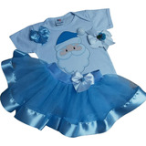 Conjunto De Bebê Menina Roupa Natal Infantil Body Papai Noel