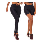 Kit 2 Peças - Short E Calça Legging 3d Fitness Cintura Alta