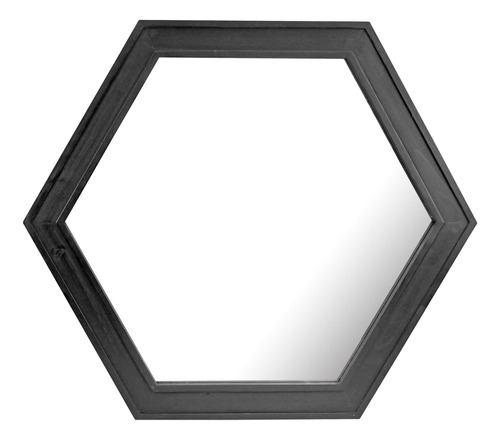 Stonebriar Decorative 24 Hexagon Wall Mirror With Black Woo.