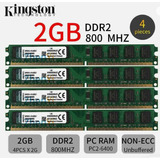 Lote De 4 Piezas De Memoria 2 Gb Ddr2  Pc2-6400 800 Mhz