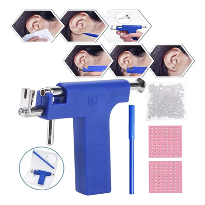 Kit De Pistola De Perforacion Orejas Sin Dolor Profes Azul