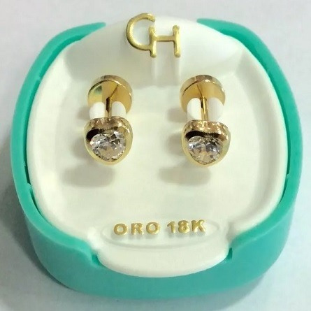 Abridores Ch Oro 18k Corazón Cubic Ch184 